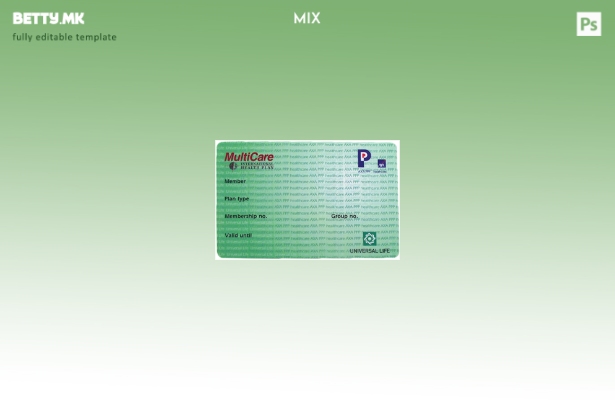 Шаблон за картичка за меѓународен здравствен план на САД MultiCare во модерен ст